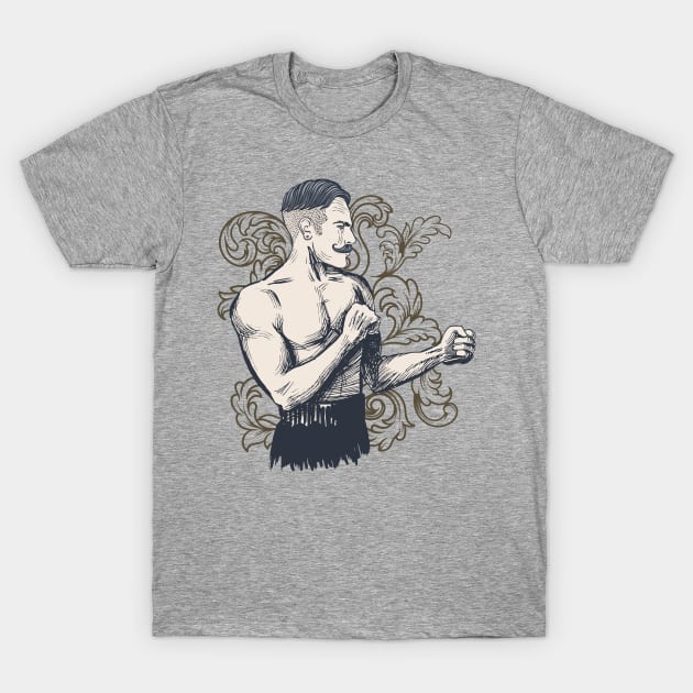 Old Vintage Hipster Bare Knuckle Fighter T-Shirt by cjwilson74